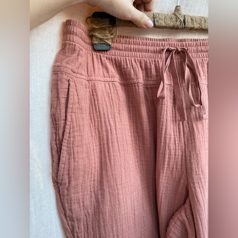 Like New 100% Cotton Relaxed Tie Waist Pants Dusty Rose Brown Large - Picture 5 of 12